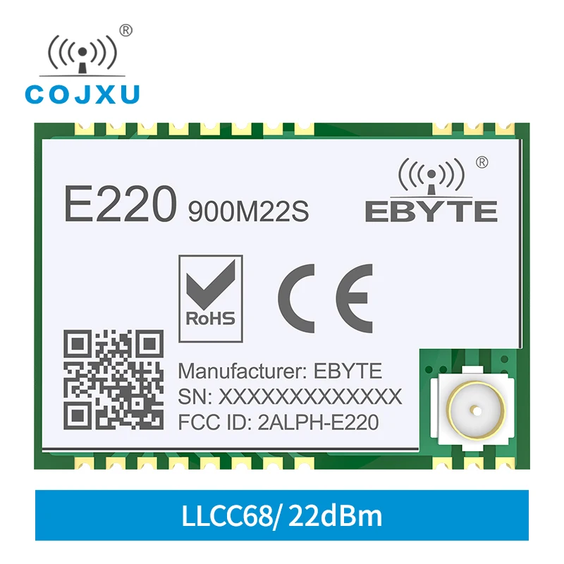 LLCC68 LoRa Módulo inalámbrico de espectro extendido 868Mhz 915Mhz 22dbm de largo alcance 6KM antena con orificio para sello cojxu E220-900M22S - imagen 2