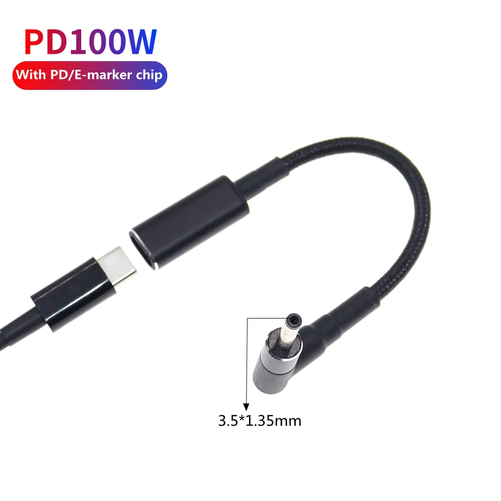 Cable de carga rápida USB tipo C PD de 100W, convertidor de adaptador de enchufe macho de 3,5x1,35mm para Jumper Ezbook, portátil y PC
