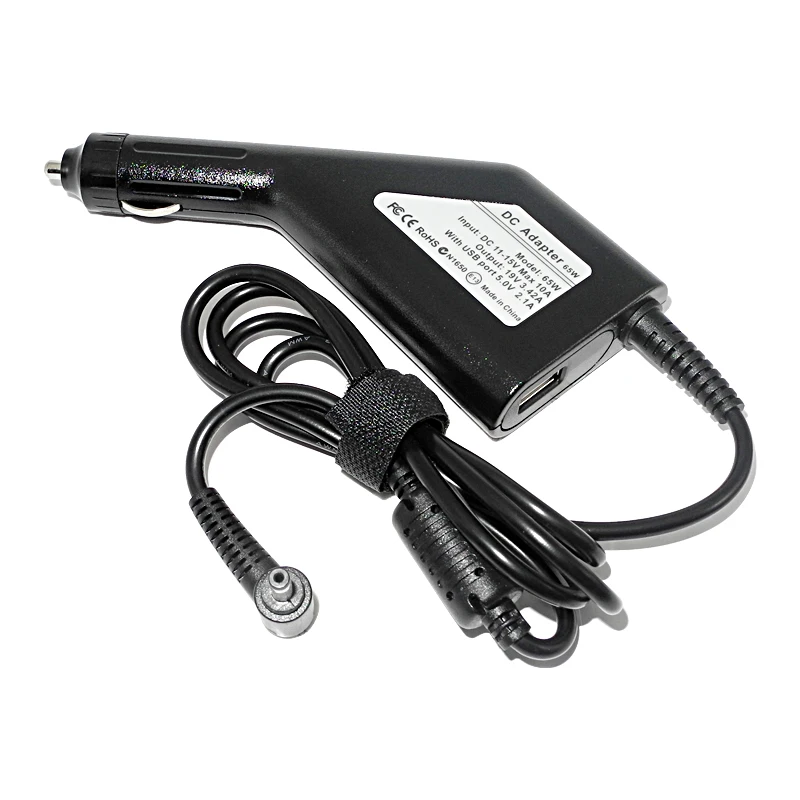 Cargador de coche Dc para Asus Zenbook UX310UA UX305CA UX305C UX305UA UX305F 19V 3.42A 65W adaptador de corriente para ordenador portátil 5V 2.1A cargador de coche USB - imagen 2