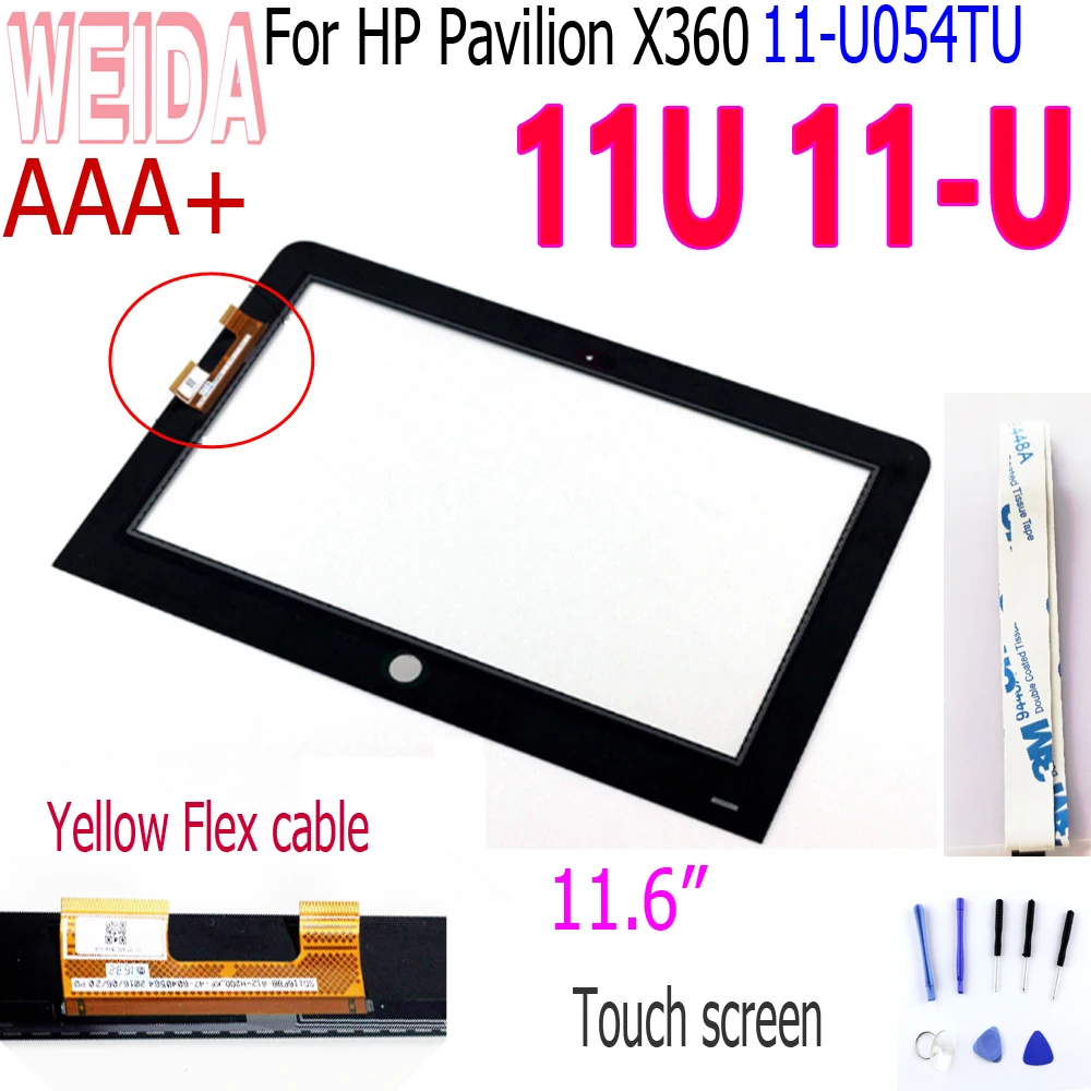 11,6 "táctil para HP Pavilion X360 11U 11-U LCD 11-U054TU 11-ab Digitalizador de pantalla táctil para HP 11U Touch LCD Cable flexible amarillo