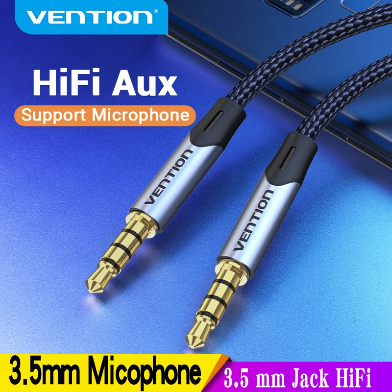 Vention Jack 3,5 Cable Aux macho a macho 3,5mm Jack Cable de Audio HiFi para guitarra coche micrófono auriculares altavoz Cable Aux