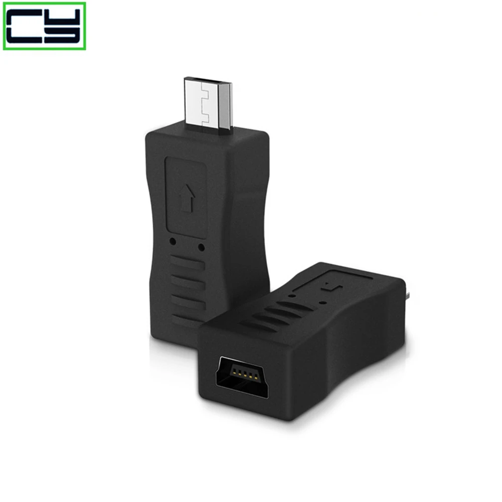 Conector macho Micro USB a Mini USB hembra, adaptador de transferencia de datos para teléfono, conector para MP3, Android D