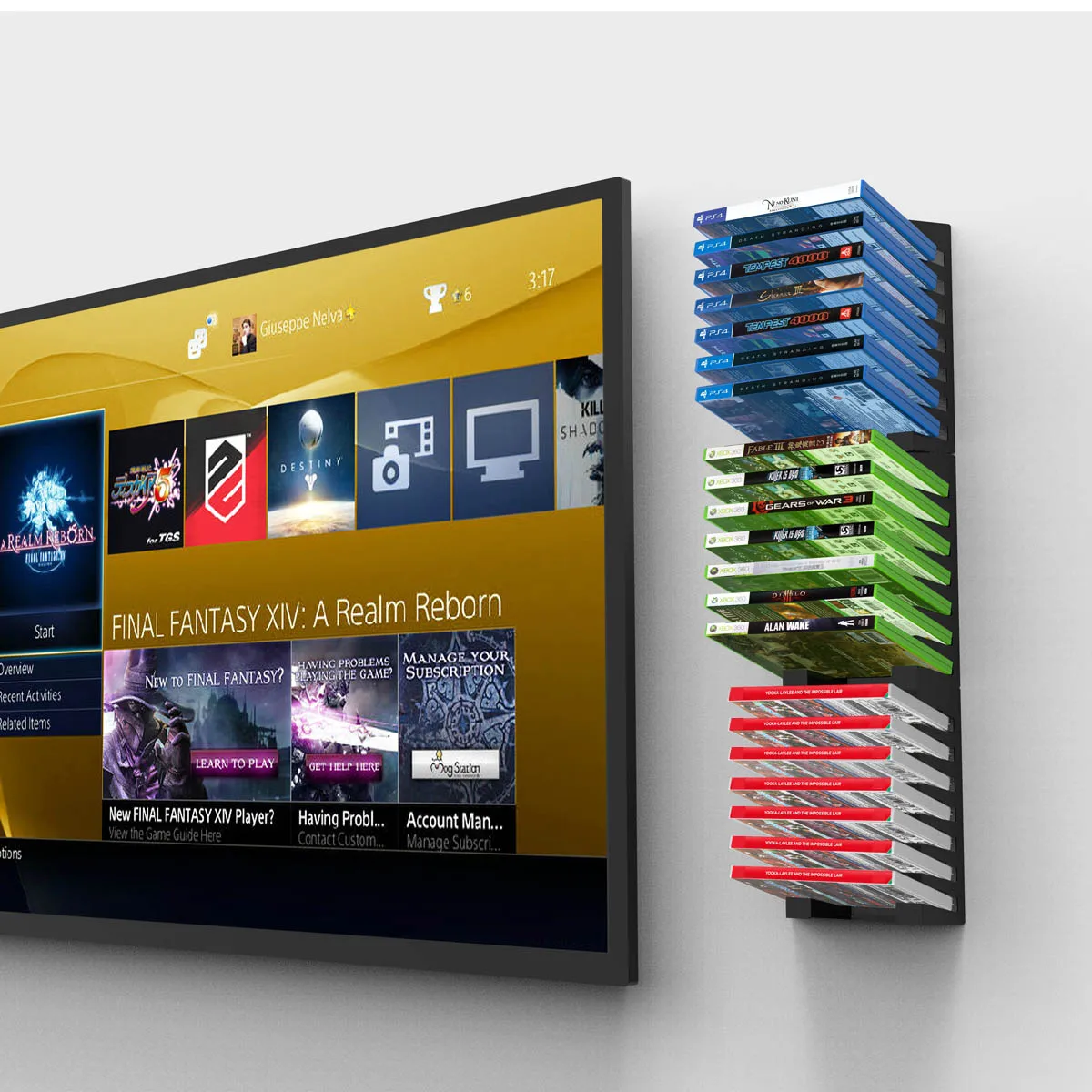 Monzlteck-estuche de almacenamiento para videojuegos, montaje en pared, Compatible con Xbox one/360,PS4/PS5,Nintendo Switch - imagen 5