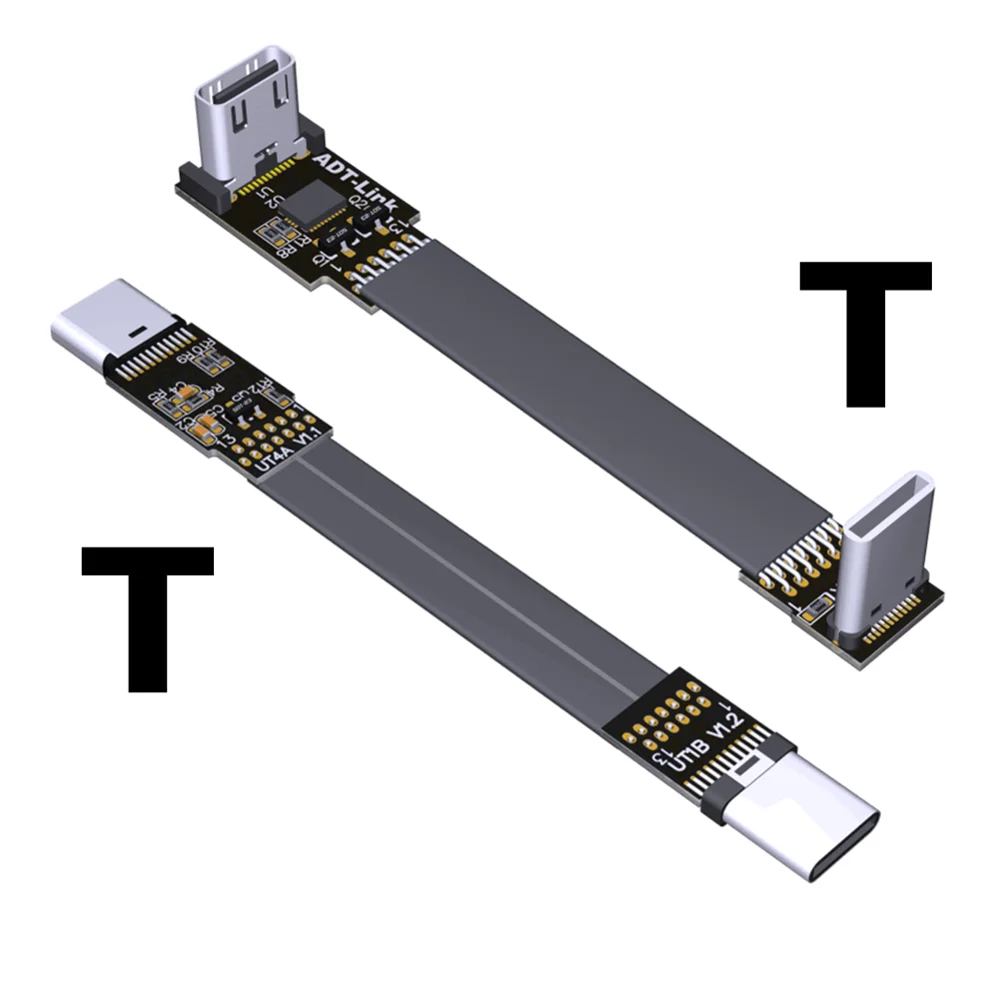 Cable USB-C Extensión Plano 90° 10Gbps FPV Macho a Hembra - imagen 5