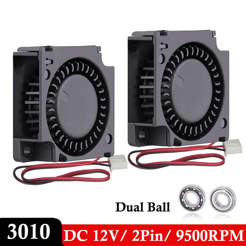 2 uds lote 30mm x 30mm x 10mm 3010 3cm DC 12V 2Pin doble bola impresora 3D ventilador de turbina enfriador portátil CPU radiador ventilador de refrigeración