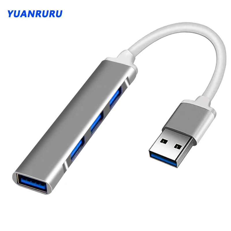 Hub USB 3.0 USB 3.0 Hub 4 Puertos Adaptador Divisor Multi-USB Aleación Aluminio Adecuado Lenovo Macbook Accesorios Ordenador PC - Vista principal del producto