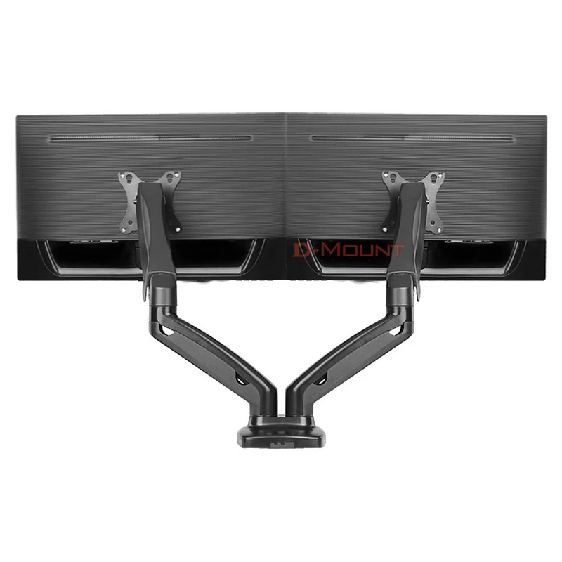 DL-LDT13-2A Abrazadera con ojal de 17-27 ", Monitor doble LCD, soporte de escritorio, brazo, resorte de gas, montaje de TV de movimiento completo, carga de 2-6,5 kgs