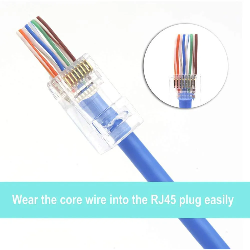 Conector de Cable de red RJ45, Conector de paso Modular CAT6 RJ45, accesorios 8P8C de fuerte plasticidad, 100 piezas - imagen 4