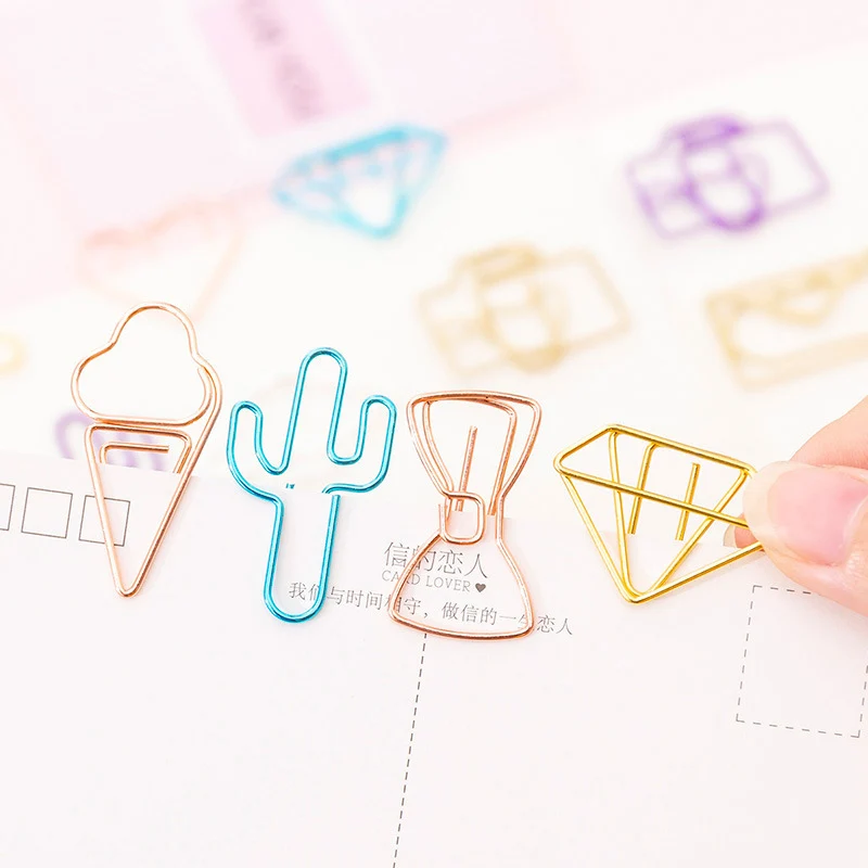 10 unids/pack Cactus estrella hielo crema Mini Clips de papel papelería de Kawaii Metal borrar Clips fotos entradas notas carta - imagen 4