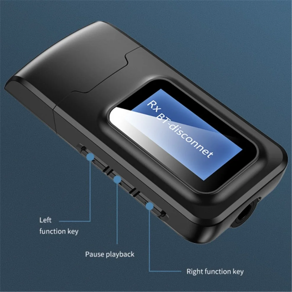LccKaa-transmisor y receptor Bluetooth 5,0, adaptador de Audio inalámbrico con pantalla LCD EDR, 3,5 MM, 3,5 AUX, para coche, PC, auriculares, micrófono, TV - imagen 5