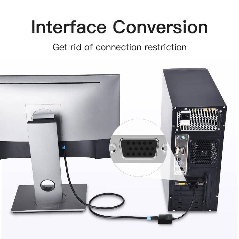 Adaptador Vention Active VGA a HDMI con conector de Audio auxiliar de 3,5mm convertidor HDMI hembra a VGA macho para TV Stick PC proyector portátil - imagen 4