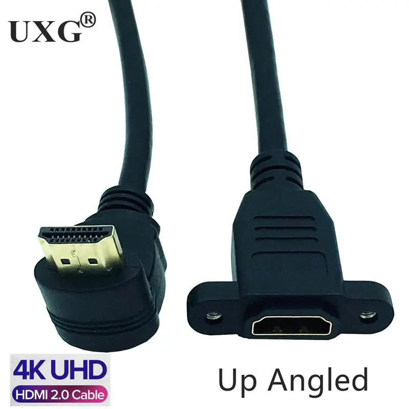 Cable de ángulo recto HD 2,0 V, montaje en Panel macho a hembra HD con tornillo 4K x 2k 60Hz, Cable de extensión compatible con HDMI - imagen 5