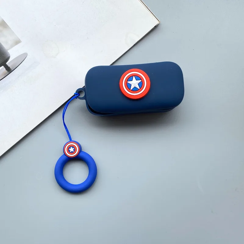 Funda de silicona con dibujos de Marvel para QCY T5, funda de auriculares inalámbricos con Bluetooth, con cordón de anillo