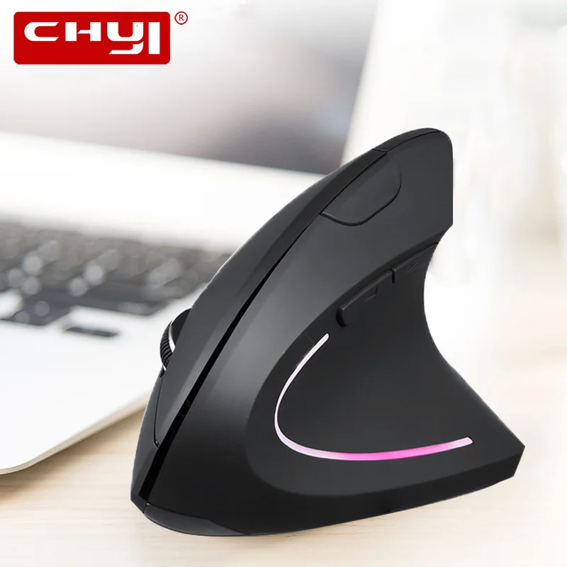 CHYI-ratón Vertical ergonómico para ordenador, periférico óptico inalámbrico de 2,4G, con USB 6D, para ordenador portátil y PC - imagen 2