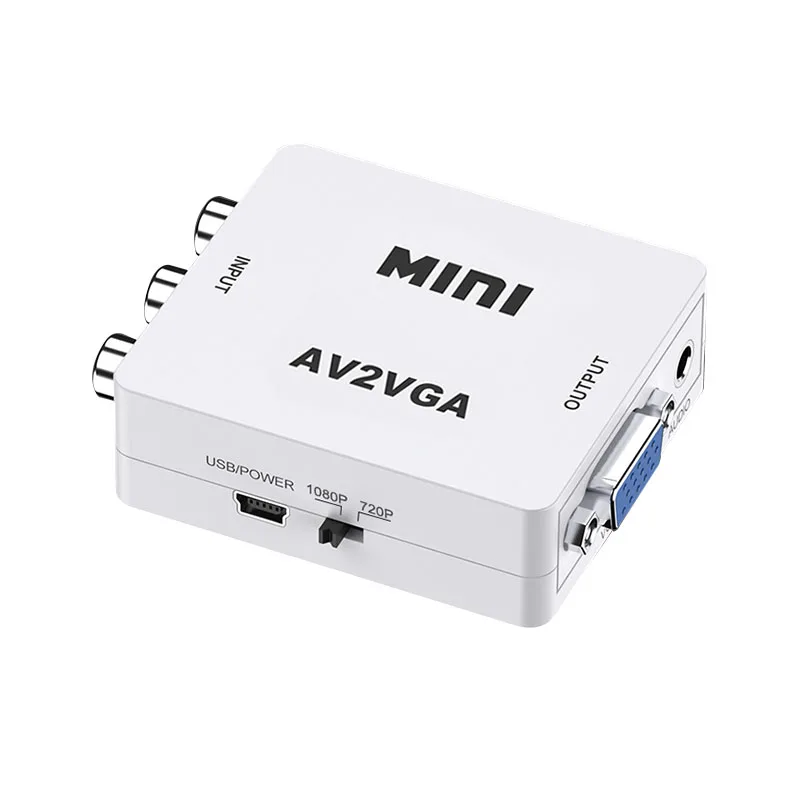 Convertidor de vídeo AV2VGA, Mini adaptador convertidor AV a VGA con Audio de 3,5mm, convertidor 1080P a PC, convertidor HDTV con cable usb - imagen 2