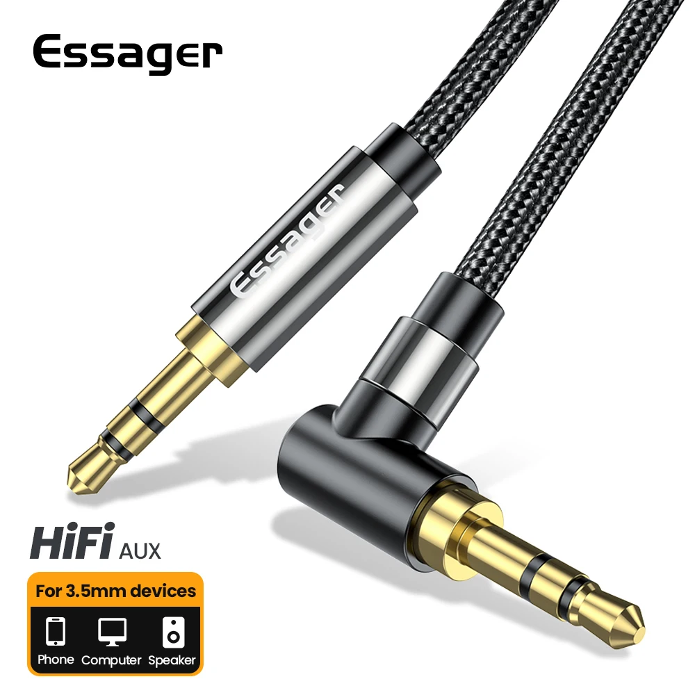 Essager-Cable de extensión auxiliar, conector Jack de 3,5mm, adaptador de Audio macho a macho, Cable de altavoz de 3,5mm para Samsung, Xiaomi, auriculares y portátiles