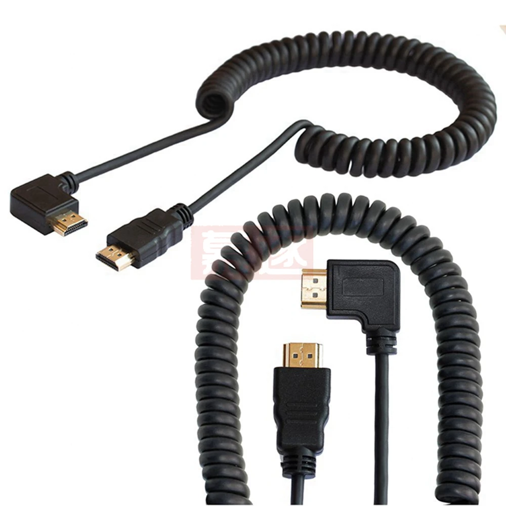 Ángulo recto y izquierdo Mini HDMI, compatible con HD y Micro HDTV macho a macho, Cable Flexible de rizo de resorte elástico V1.4 DSLR 0,5 M/1,5 M - imagen 3