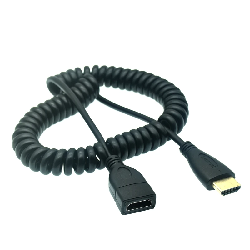 Resorte en espiral elástico HDMI macho a macho V1.4 1080P 3D, rizo de cobre puro Flexible, compatible con HDMI, Cable en ángulo izquierdo y derecho - imagen 2