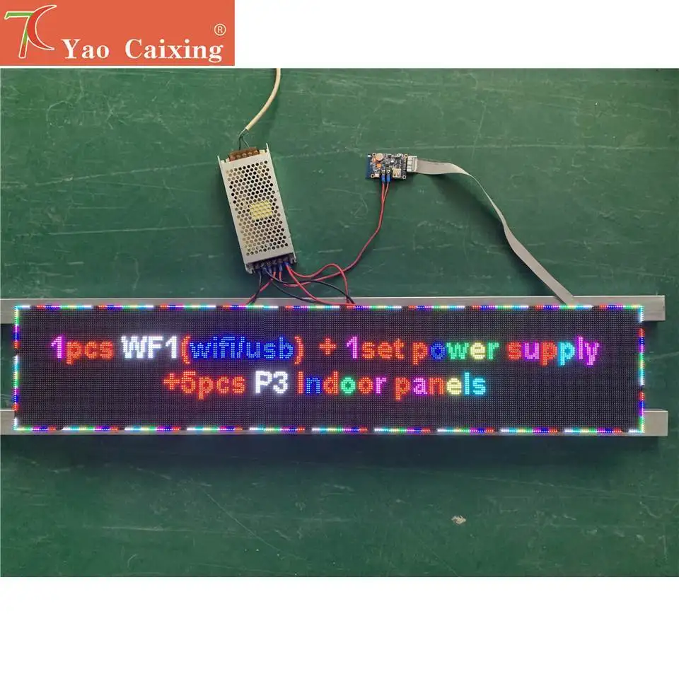 Módulo de matriz Led para interiores, controlador Wifi con interruptor de fuente de alimentación, pantalla Digital DIY, 960x192mm, 5 piezas, P3, Hd-WF1 - imagen 2