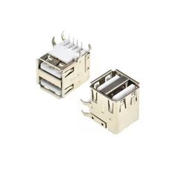 Conector USB A hembra doble 90 grados para PCB 4 pines