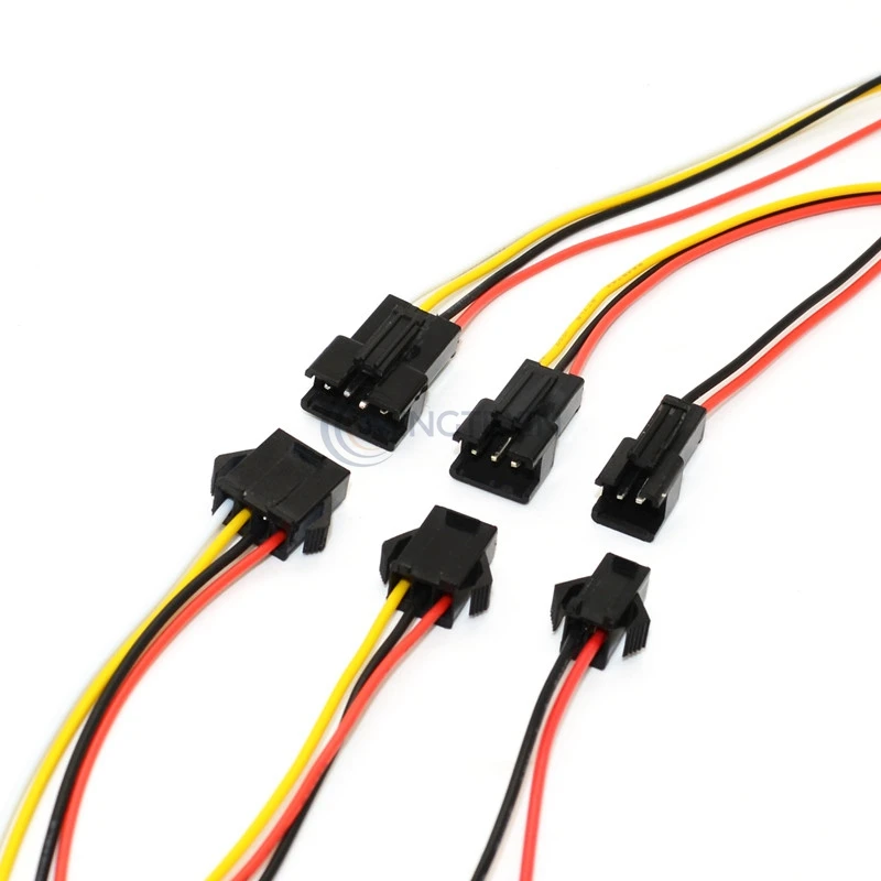 Conector macho y hembra JST SM, adaptador de Cable eléctrico para luz LED, 26AWG, 10-30CM, 2,54mm, 2P3P4P