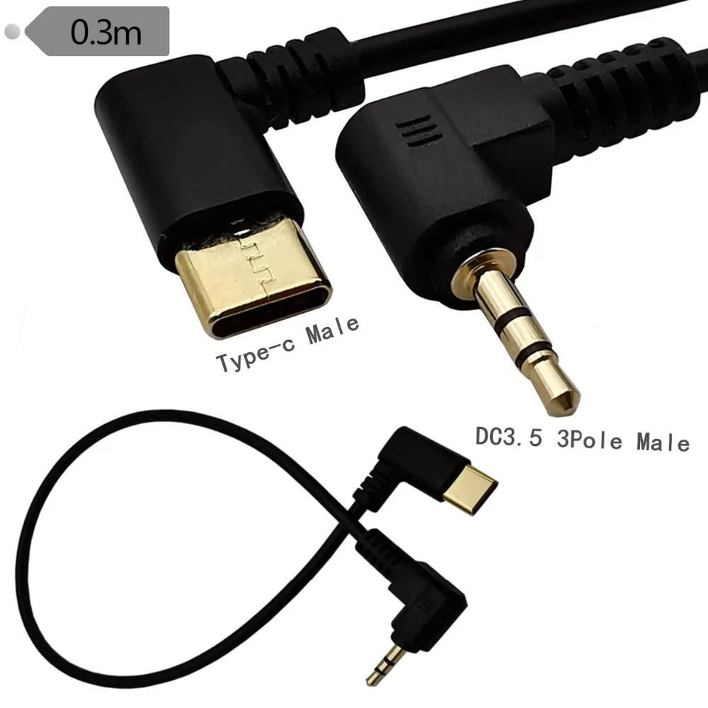 Cable USB tipo C a 2,5 y 2,5mm de ángulo de 90 grados, Conector de auriculares auxiliar macho de codo de 3,5mm, Cable de 1 pies y 25cm - imagen 3