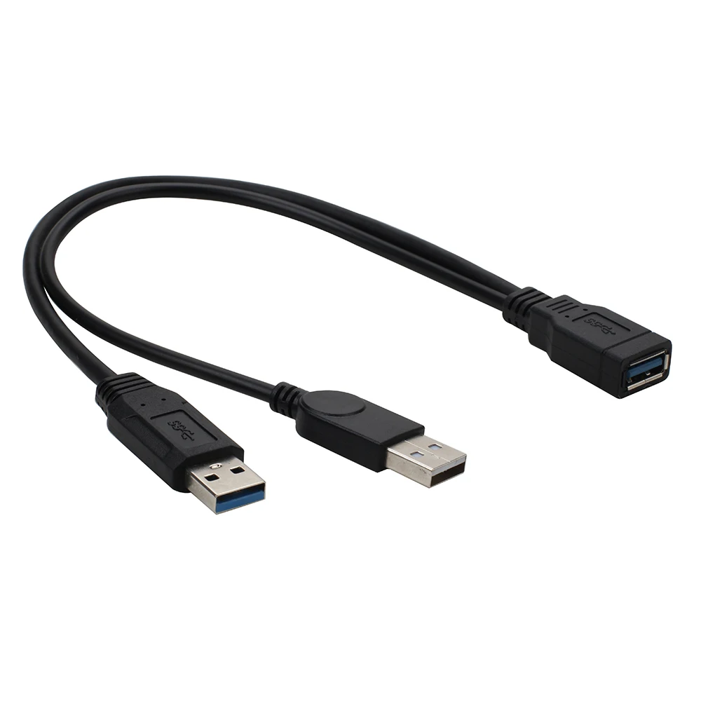 30 cm para disco duro móvil de 2,5 "USB 3,0 hembra a doble USB3.0 + 2,0 macho Cable de extensión Y de datos de energía adicional - imagen 2