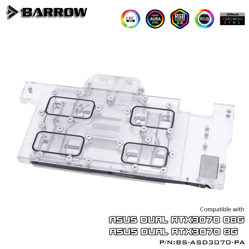 Barrow LRC2.0-bloque de agua GPU de cobertura completa, Enfriador de 5V ARGB GPU, para ASUS DUAL 3070 Aurora, BS-ASD3070-PA - imagen 4