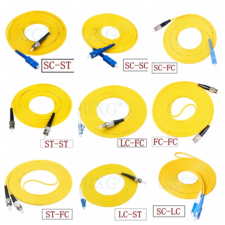 Cable de conexión de fibra óptica SC APC 3M, cable de puente de fibra óptica FTTH de 1m y 30m, modo simple SC a LC FC ST UPC SM/SX APC de 3,0mm, 5 unidades