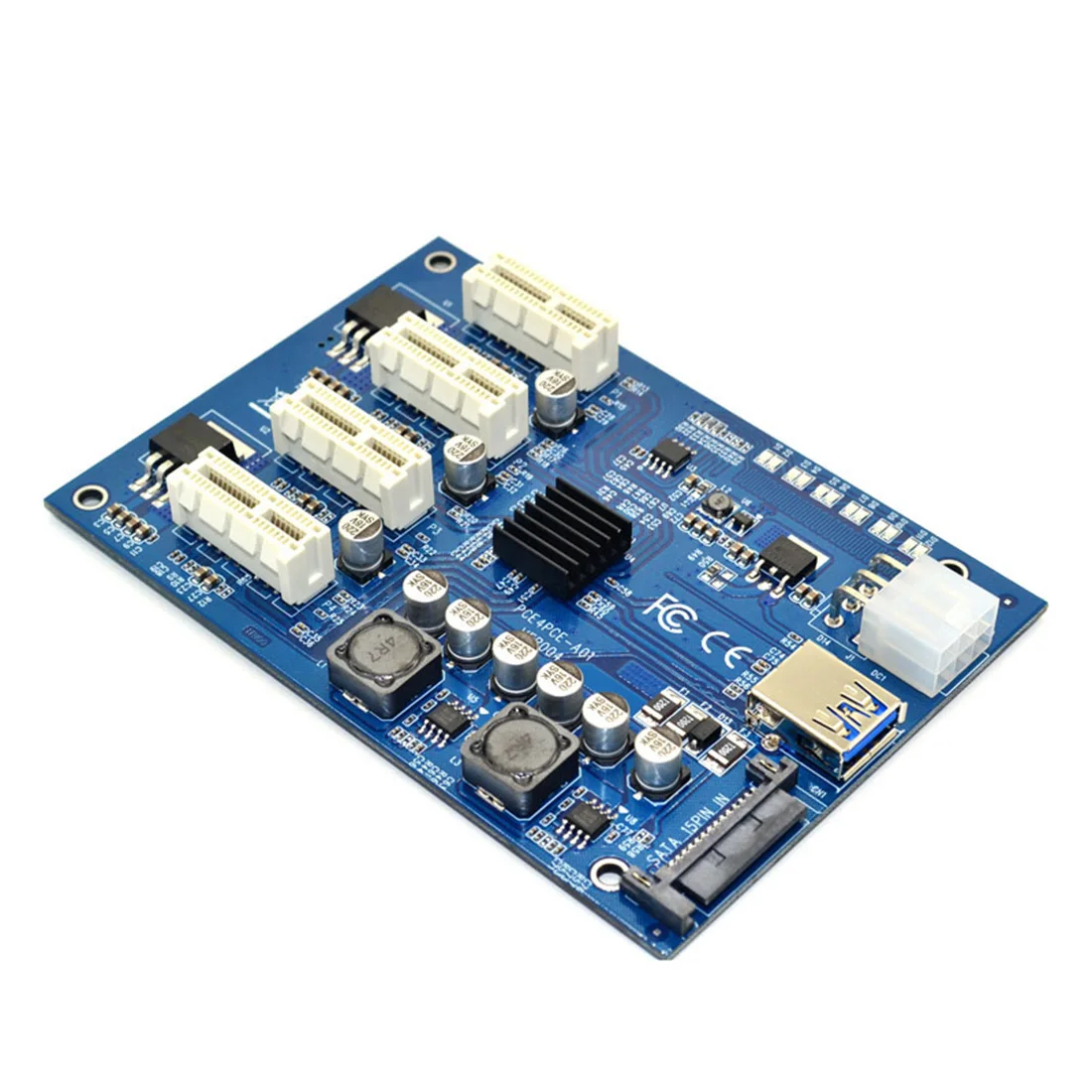 Tarjeta de expansión M.2 M KEY/PCI-E X1 a 4PCI-E X16, multiplicador de interruptor PCI Express de 1 a 4 puertos, HUB, tarjeta elevadora USB Sata de 6 pines - imagen 2