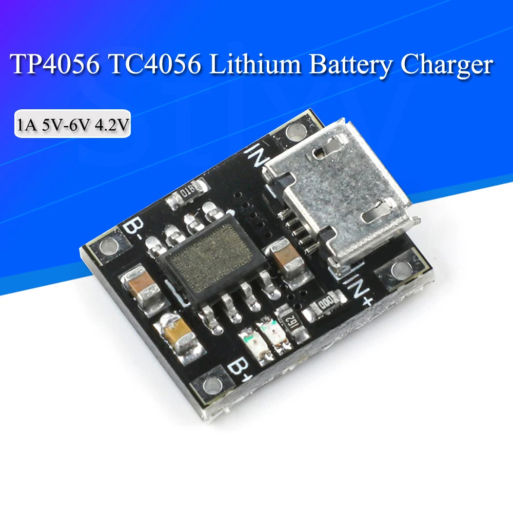 Módulo de carga de batería de litio de una sola celda, 5 piezas, 1A, 5V-6V, 4,2 V, TC4056, TC4056A, placa de fuente de alimentación Micro USB, TP4056