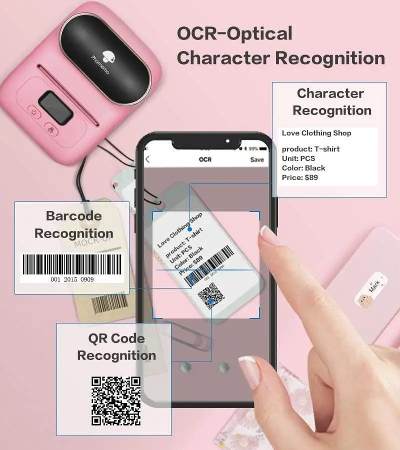 Phomemo-Impresora térmica portátil M110 para etiquetas, máquina de impresión térmica de bolsillo con batería de larga duración, 1500mAh, BT, para negocios y oficina - imagen 3