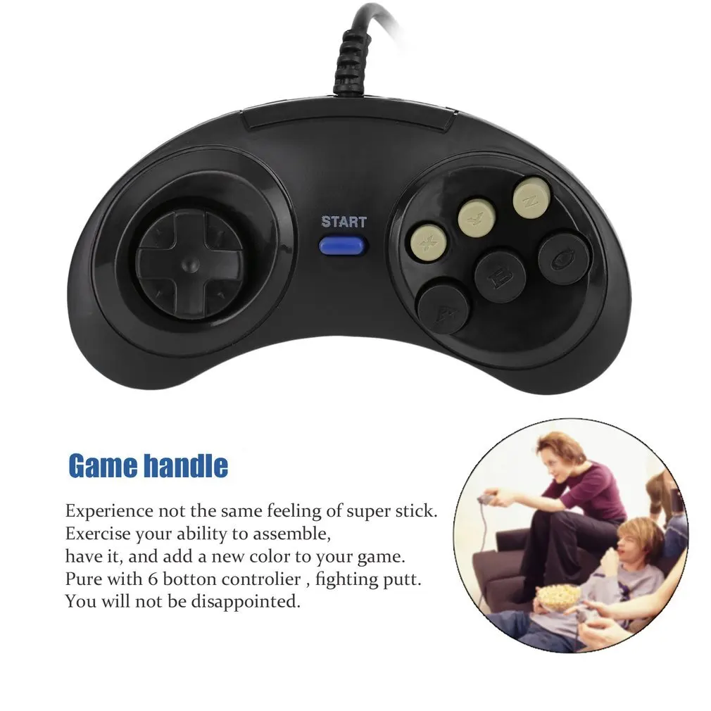 Para controlador de juego SEGA Genesis Megadrive para controlador de mango de 16 bits Gamepad de 6 botones para accesorios de juego SEGA MD - imagen 3