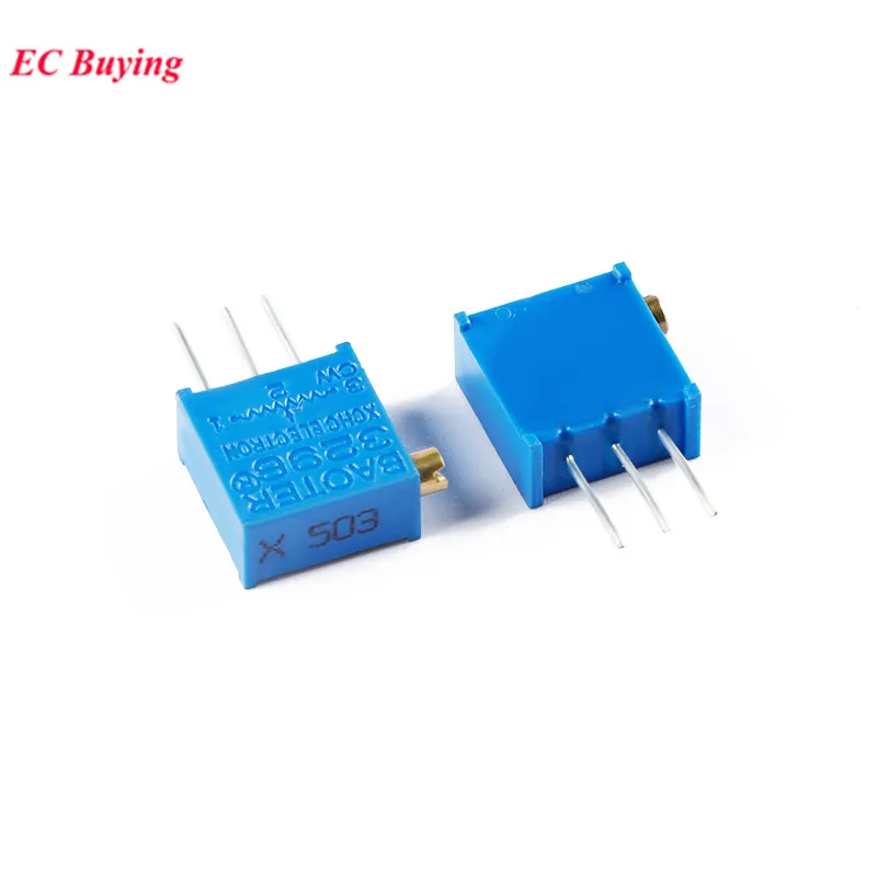 10 uds/5pc 3296X 1K 2K 5K 10K 20K 50K 100K 200K 500K 1M 100R 200R 500R ohm potenciómetro recortador resistencia Variable Cermet Trimpot - imagen 4