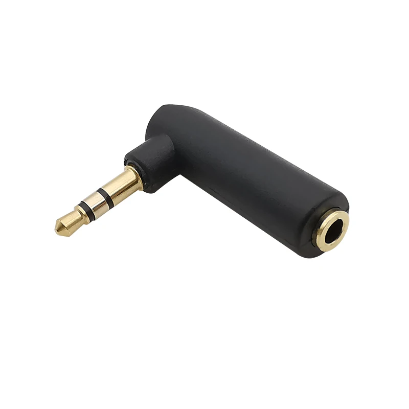 1 Uds conector chapado en oro 3,5 Jack ángulo recto hembra a 3,5mm 3 polos macho Audio estéreo enchufe conector adaptador en forma de L - imagen 3