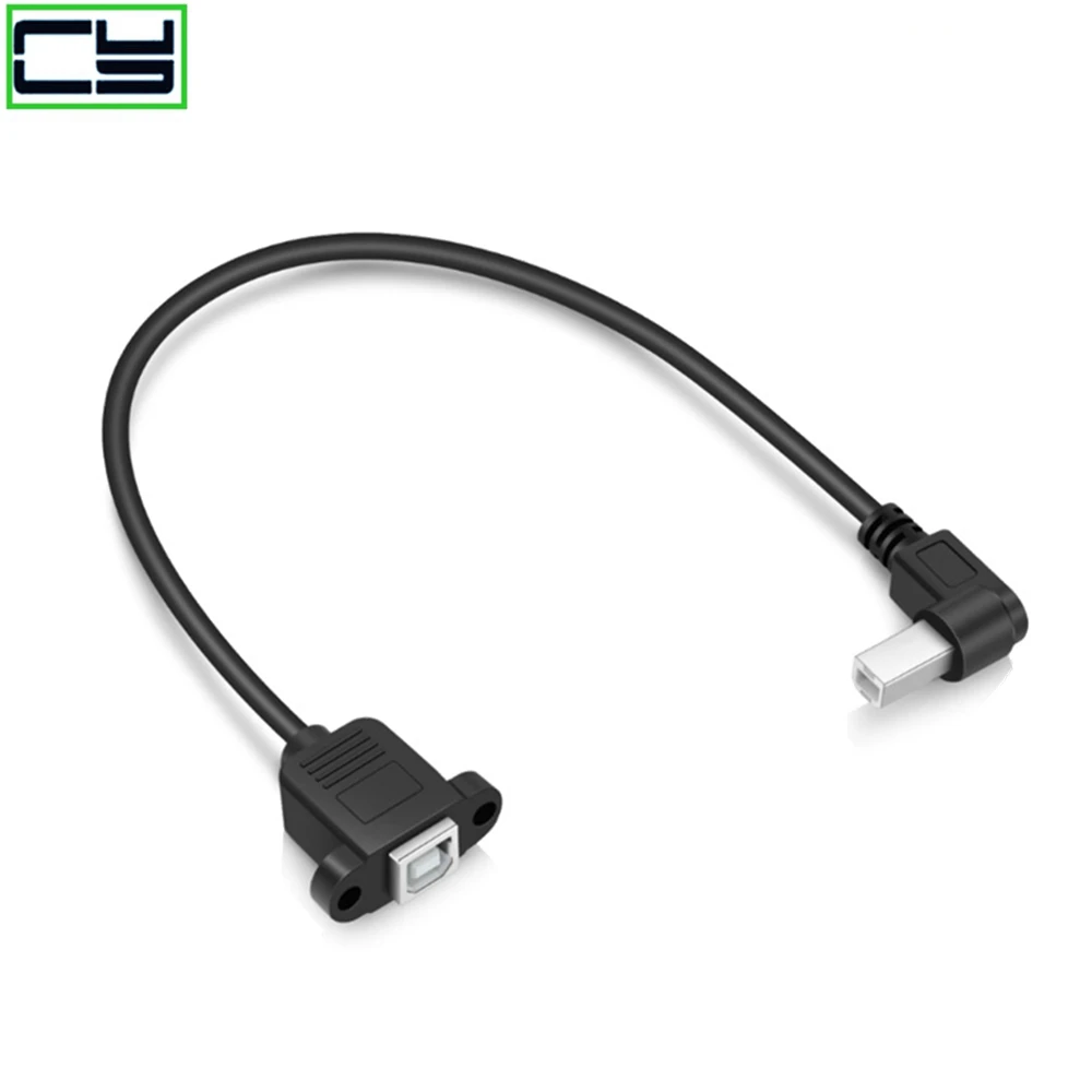 Alta velocidad 30CM M/F USB 2,0 tipo B macho a hembra Cable de datos de extensión de ángulo recto montaje en Panel para Cable de impresora con Scr - imagen 2