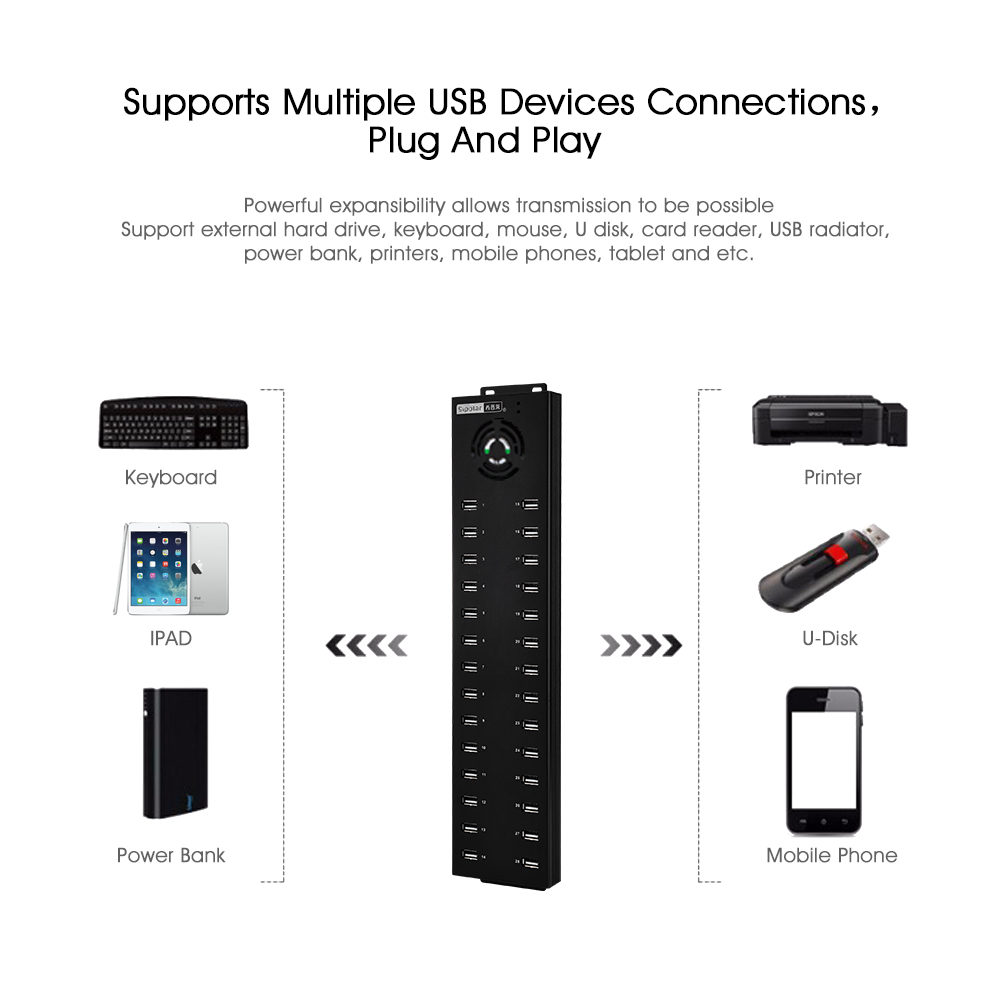 Sipolar Hub USB 2.0 32 Puertos Cargador y Sincronizacion A-832 - imagen 2