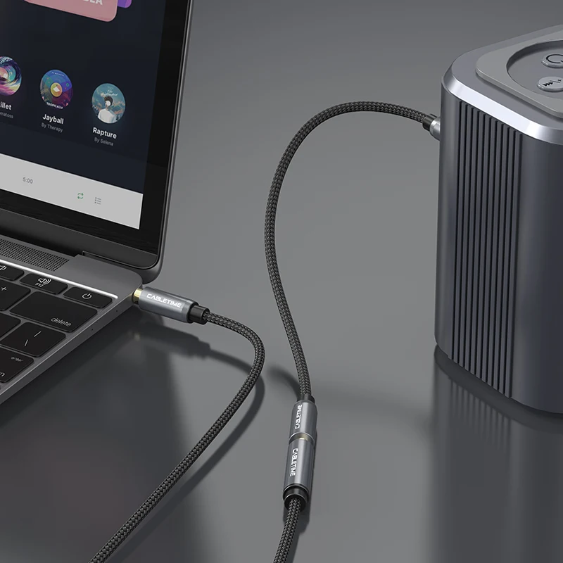 CABLETIME Jack 3,5 Cable de extensión auxiliar Jack auriculares actualización Cable de Audio gris M/F para coche portátil Mini PC TV Xiaomi Huawei - imagen 2