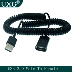 Cable USB 2.0 Extensión Rizado Tipo A Macho a Hembra Negro