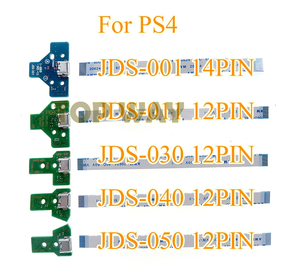10 juegos para Sony Playstation 4 PS4 Pro controlador placa de carga USB circuito JDS-001 011 030 040 050 055 con Cable de cinta