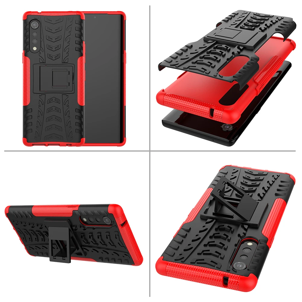 Funda de terciopelo para LG 4G LMG910EMW, armadura resistente a prueba de golpes, TPU suave con soporte de PC duro para LG Velvet 5G LM-G900N, LM-G900E - imagen 3