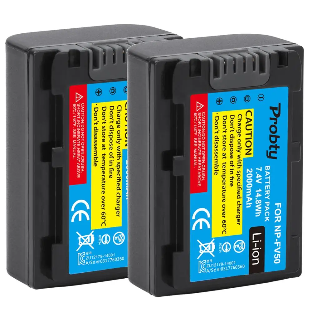 2 uds NP-FV50 NP FV50 batería para Sony HDR- CX580E CX700E CX760E CX360E PJ10E PJ30E HDR-XR350E XR550E XR260E XR150E Cámara - imagen 5