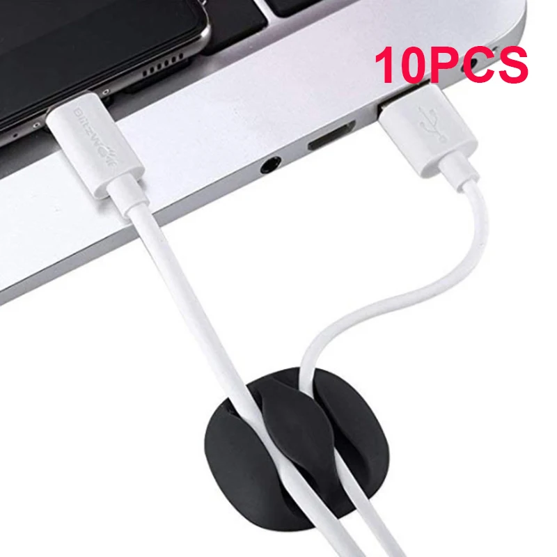 Organizador de cables USB de silicona, bobinador de cables Flexible, Clips de gestión para ratón, soporte de auriculares