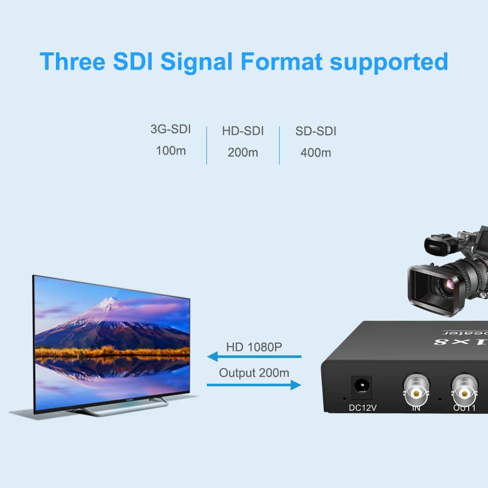 Adaptador extensor SDI divisor Multimedia 1x8 compatible con SD-SDI, HD-SDI y distribución de vídeo de TV 3G-SD a 8 salidas SDI simultáneas - imagen 4