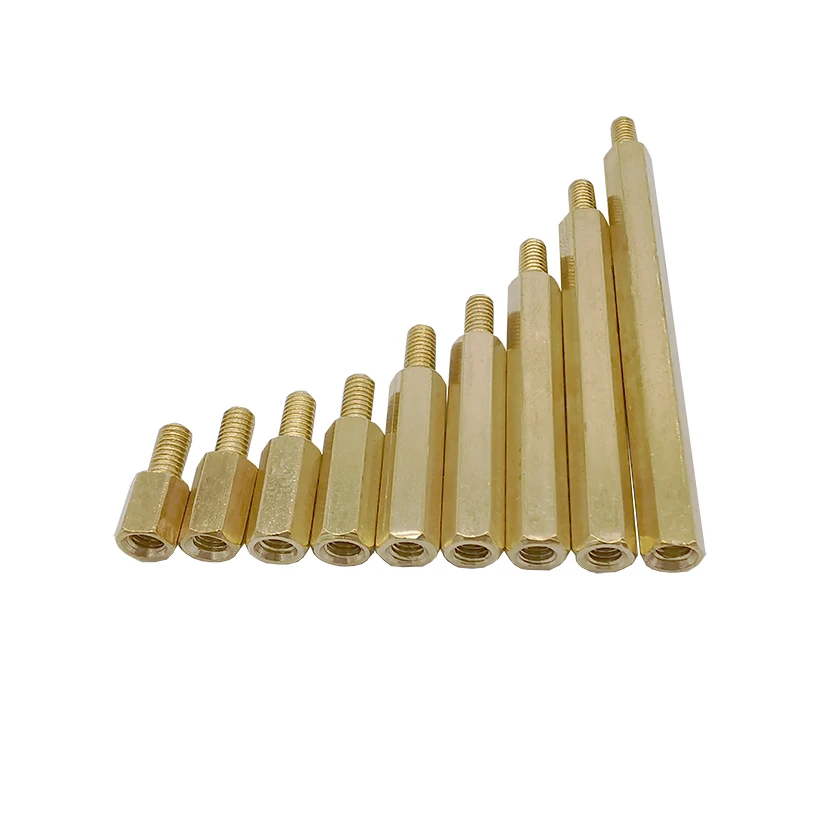 Tornillo espaciador de latón con cabeza Hexagonal, separadores de PCB, pilares huecos hexagonales M3 * 5 ~ 50mm + 6mm, M3 macho x hembra 5-50mm, 10 Uds. - imagen 2