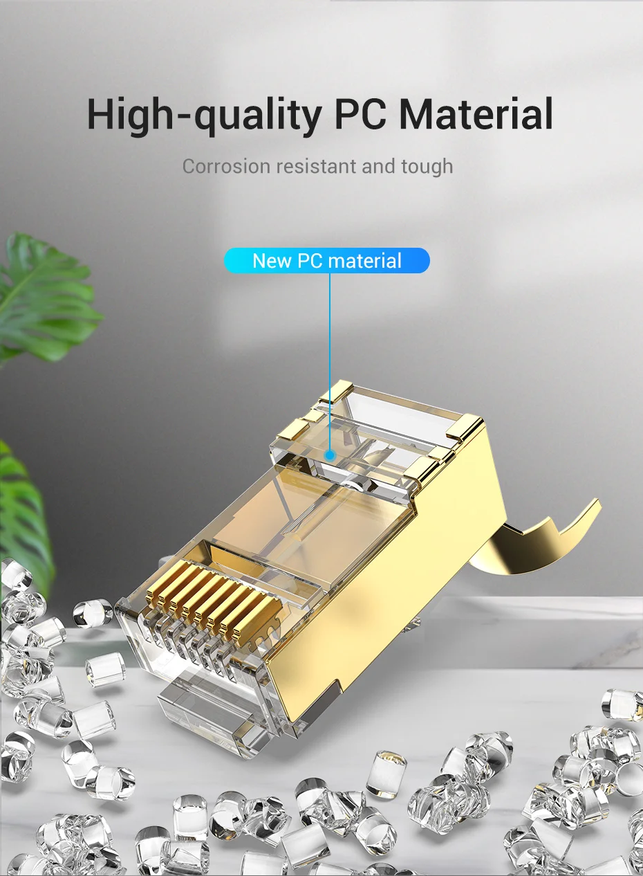 Conector RJ45 Cat8 - Cuerpo blindado con soporte