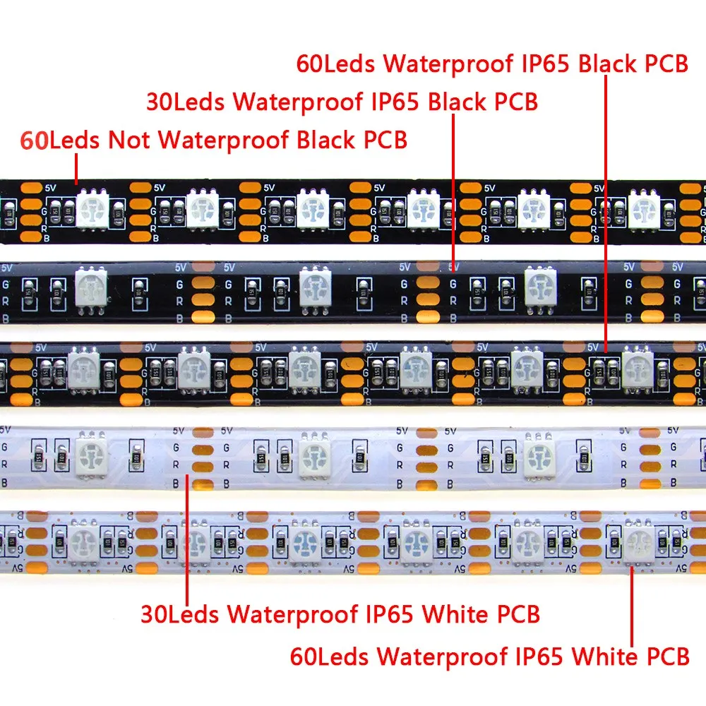 Tira de luces LED USB con mando a distancia, cinta de luz RGB de 5 V, resistente al agua, PCB negro 5050, 50CM- 5M, 5 V - imagen 3