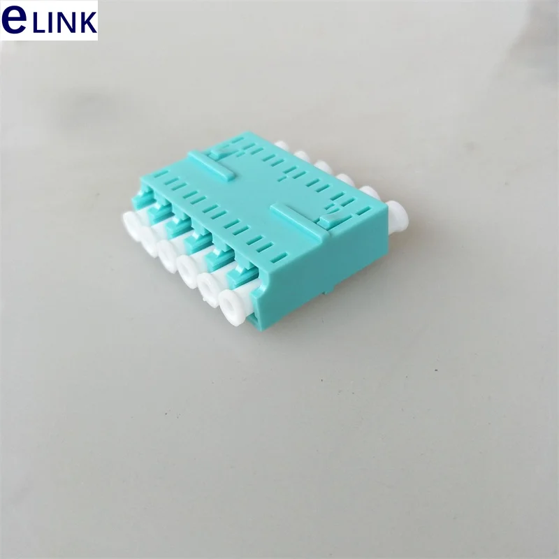 Adaptador LC adaptador de fibra óptica de 6 núcleos 100 Uds OM3 LC/APC acoplador de fibra óptica verde agua conector ftth adaptador de 6 puertos - imagen 5