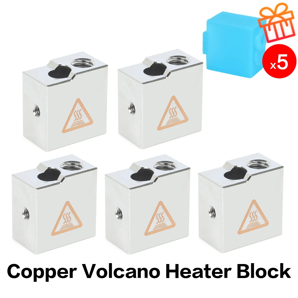 XCR-piezas de impresora 3D, 5/10 piezas, bloque de calentamiento de cobre BP6 NV6, bloque calentador de volcán PT100 para E3D V6, boquillas de Hotend, extrusora Titan - imagen 2