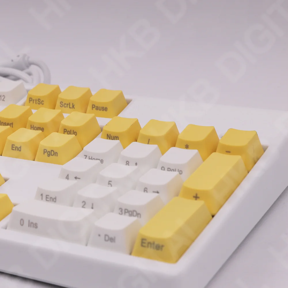 Teclas de 108 teclas PBT OEM, traje con estampado lateral amarillo y blanco para teclado mecánico 61 87 104 108 Anne Pro 2 AKKO FUN60 Pro Mad 60he - imagen 5
